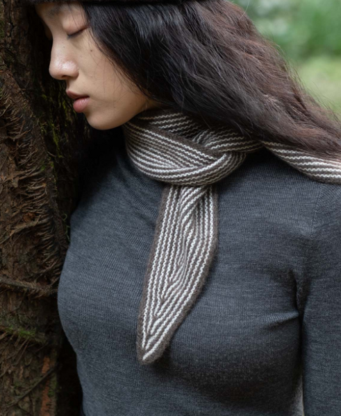 Tour de cou rayé en cachemire Taupe
