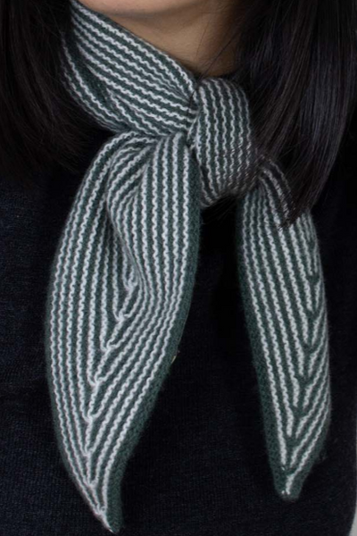 Tour de cou en cachemire rayé Vert
