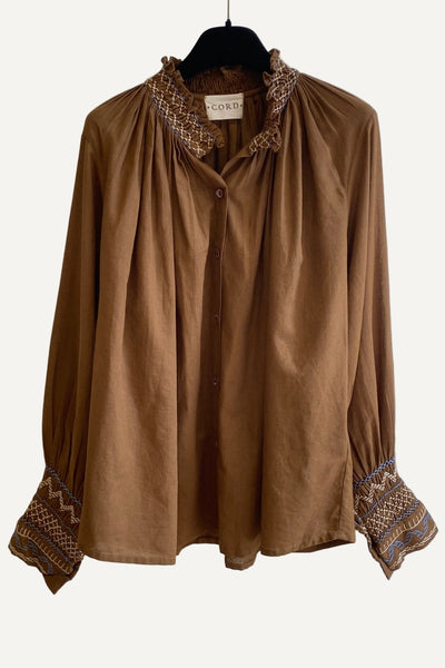 Blouse smockée FARMER Brun