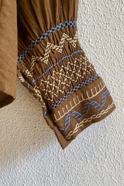 Blouse smockée FARMER Brun