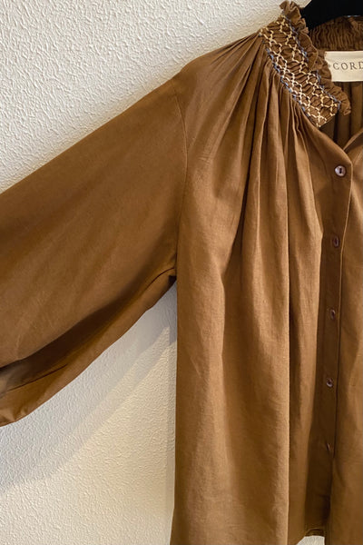 Blouse smockée FARMER Brun