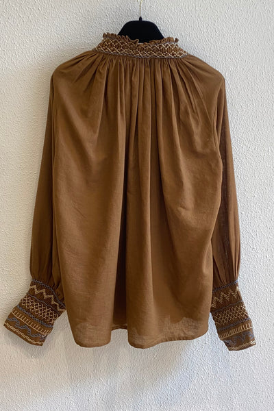 Blouse smockée FARMER Brun