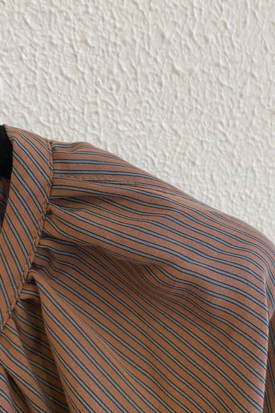 Blouse en satin rayé EROL Marron