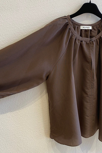 Blouse en satin rayé EROL Marron