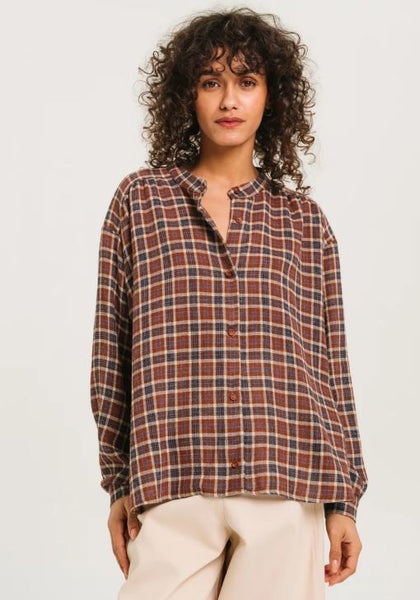 Blouse à carreaux Tabac