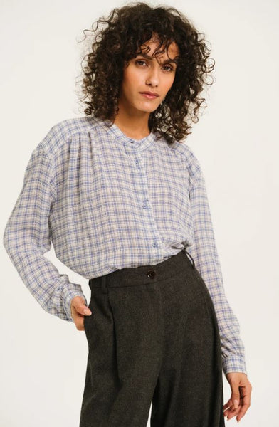 Blouse à carreaux Bleu