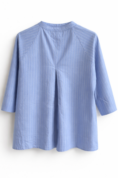 Blouse en popeline rayée Bleu