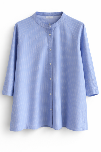 Blouse en popeline rayée Bleu