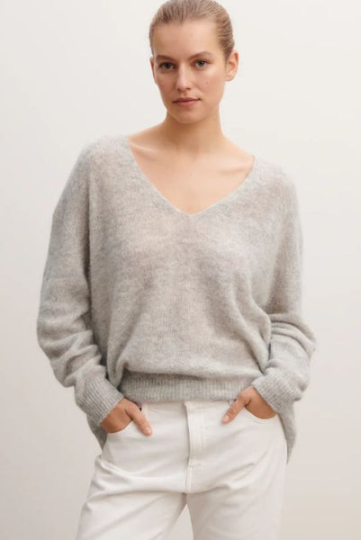 Pull V oversize Gris