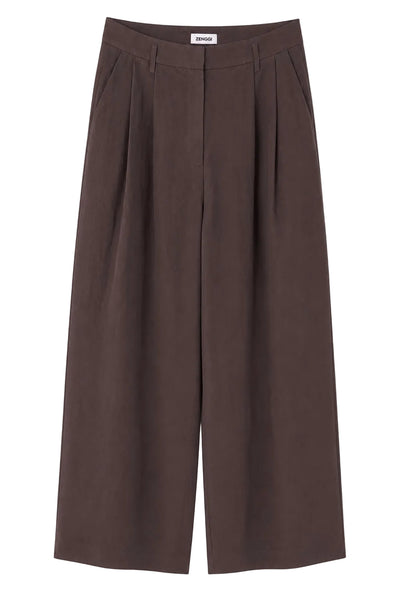 Pantalon à plis en crêpe Truffe