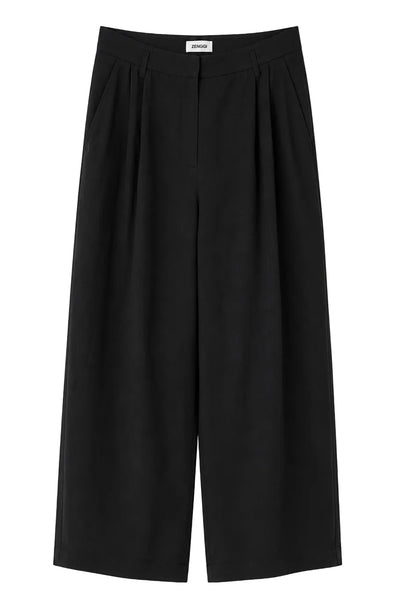 Pantalon à plis en crêpe Noir