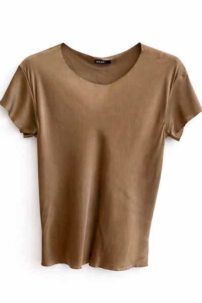 Top en satin Tabac