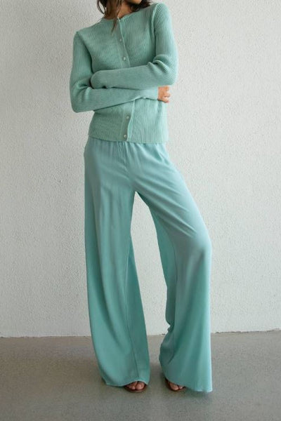 Pantalon en soie Vert Eau