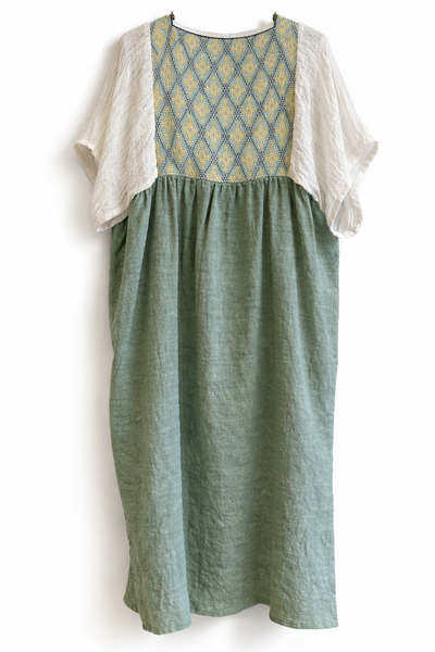 Robe empiècement Vert