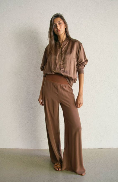 Pantalon en soie Cacao