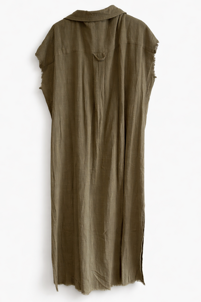 Robe chemise gaufrée Kaki