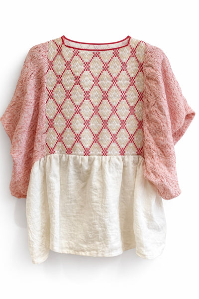 Blouse empiècement Rouge