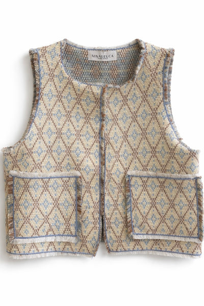 Gilet à motifs Bleu