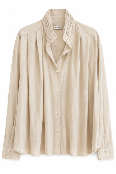 Blouse en bourrette de soie Latte