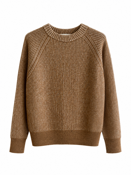 Pull en maille rayée Ocre