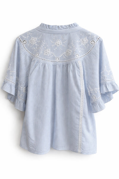 Blouse rayée brodée