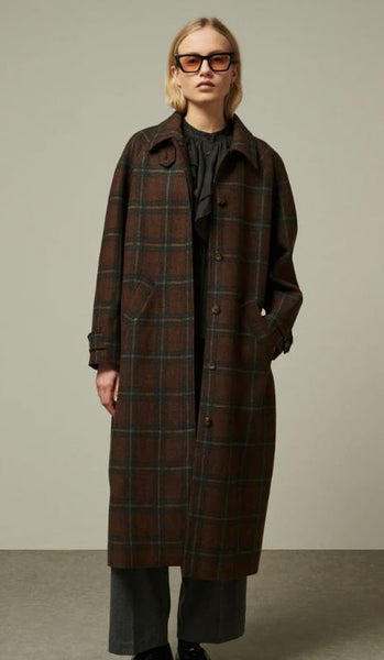 Manteau à carreaux Châtaigne