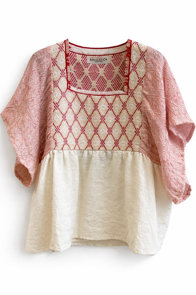Blouse empiècement Rouge