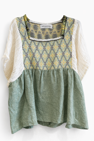Blouse empiècement Vert