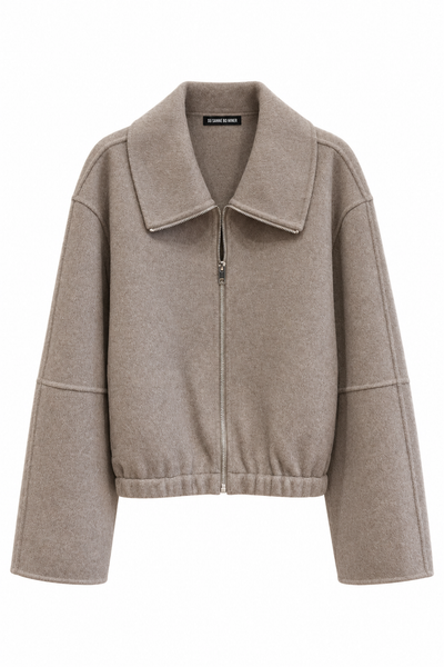Blouson en laine double-face Galet