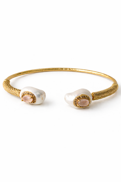Jonc perle & Quartz Rose