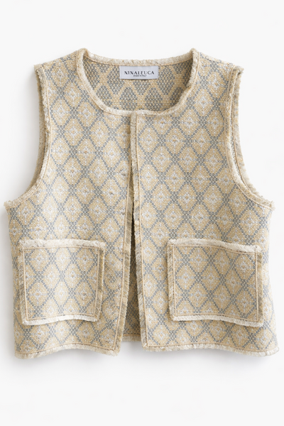 Gilet à motifs Paille