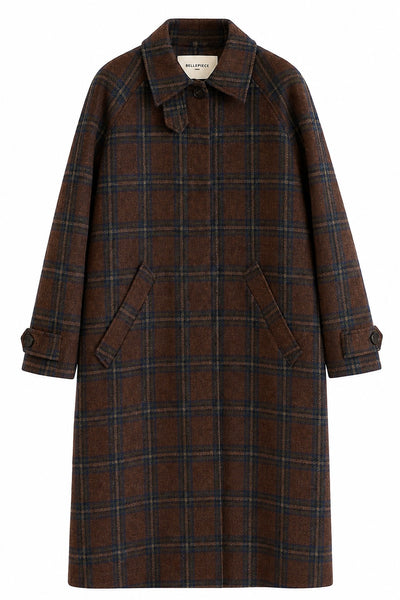 Manteau à carreaux Châtaigne