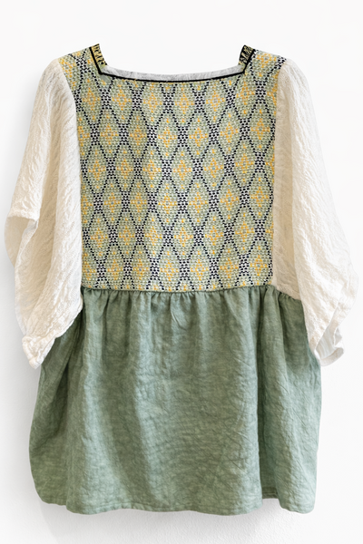 Blouse empiècement Vert