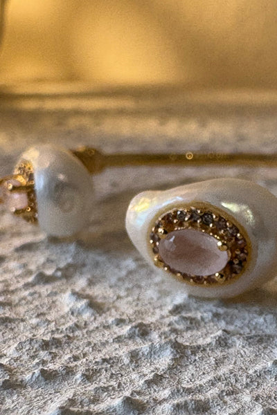 Jonc perle & Quartz Rose
