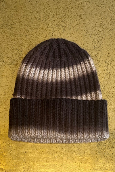 Bonnet cachemire Rayé Brun