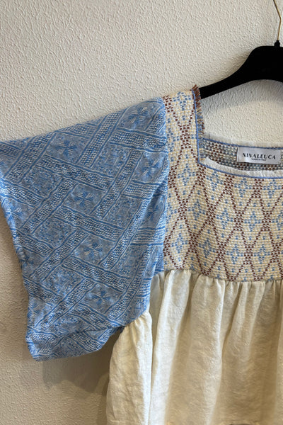 Blouse empiècement Bleue