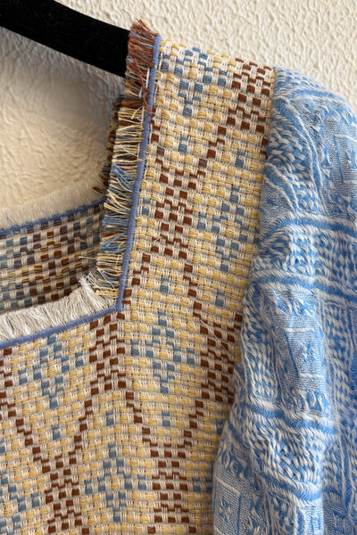 Blouse empiècement Bleue