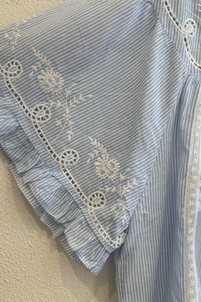 Blouse rayée brodée