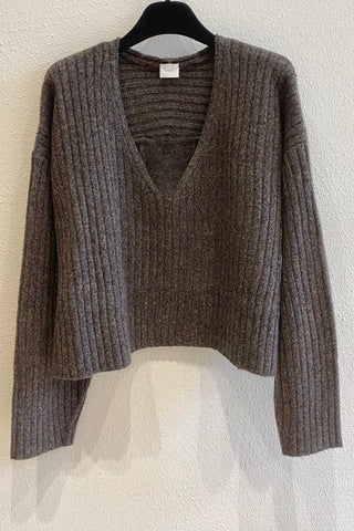 Pull à grosses cotes Brun