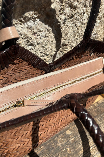 Sac bi-color en cuir Beige