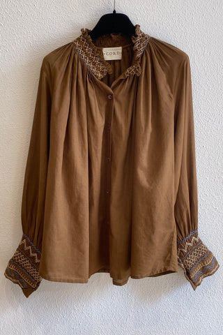 Blouse smockée FARMER Brun
