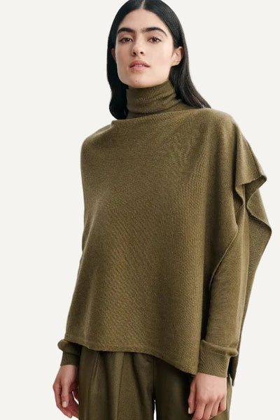 Poncho asymétrique en cachemire Bronze