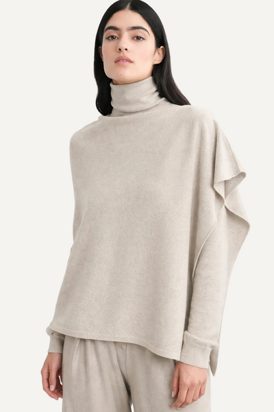 Poncho asymétrique en cachemire Avoine