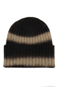 Bonnet cachemire Rayé Brun