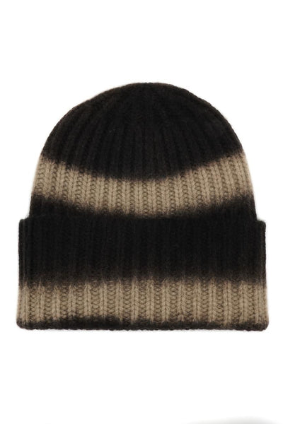 Bonnet cachemire Rayé Brun