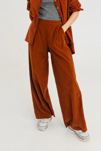 Pantalon souple en velours JEAN Brique